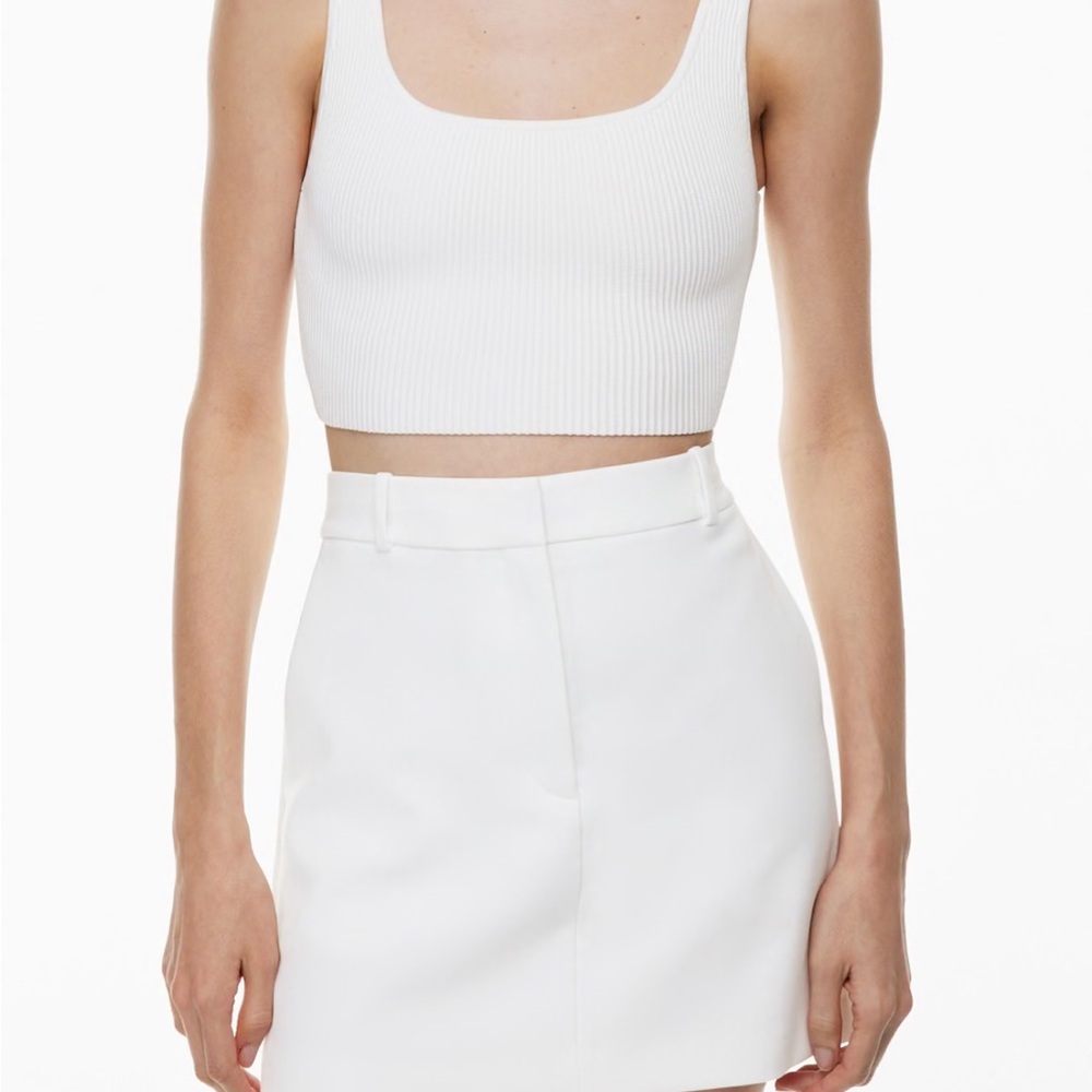 Babaton White Ribbed Crop Top